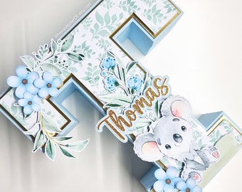 Koala 3D Letter, Koala Baby Shower, Koala Decorative Letters, 3D Letter, Gift for Boy, Baby Shower Gifts, Koala Theme Party