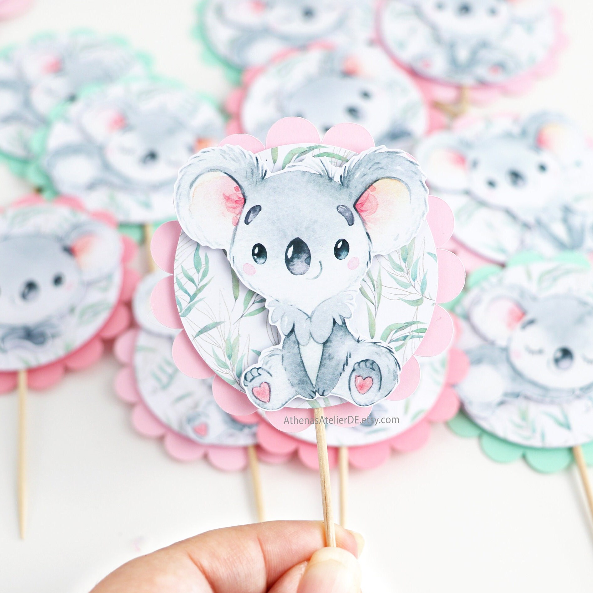 Koala Cupcake Toppers Baby Koala Themed Party First Birthday Etsy