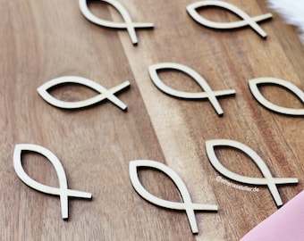 Wooden Fish Table Scatters | Sustainable Decor for Baptism, Christening & First Communion | Birch Wood Confetti