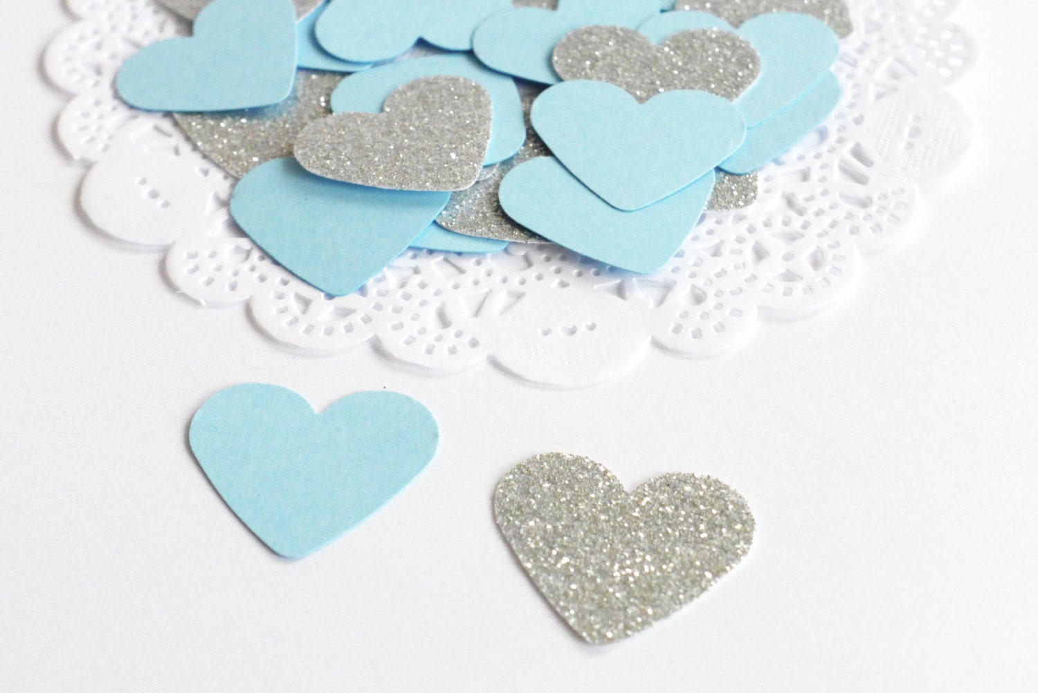 Baby Blue and Silver Confetti Glitter Confetti Heart Etsy