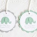 Mint Green Elephant Tags, Thank You Tags,Baby Shower Tags, Personalized Tags, Birthday Favors