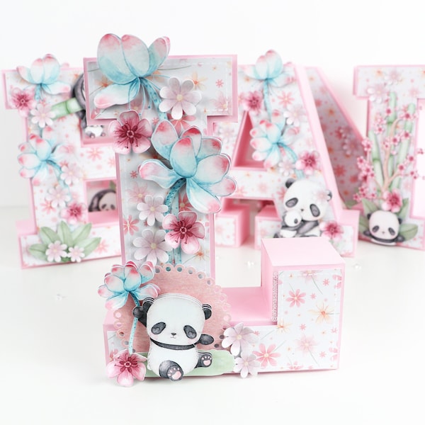 Fête panda, lettre 3D panda, fête d'anniversaire bébé panda, baby shower panda, décoration panda, cadeaux panda