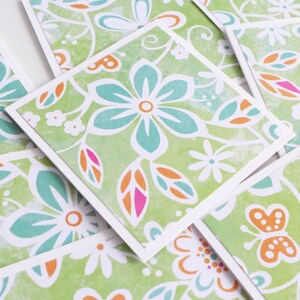 Niedliches Briefpapier-Set, Floral Rosa und Minze Minikarten mit Umschlägen, Grußkarten, Dankeskarten, Liebesbriefe