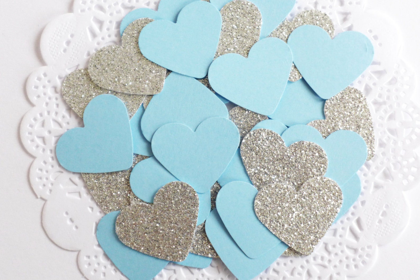 Baby Blue and Silver Confetti Glitter Confetti Heart Etsy