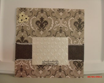 Vintage, family themed 12x12 scrapbook pre-made page.