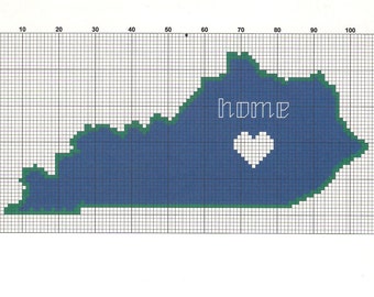 My Old Kentucky Home Cross Stitch Pattern ~ Heart in Kentucky ~ Instant PDF Download!