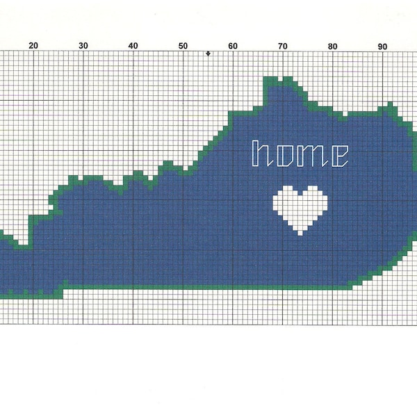 My Old Kentucky Home Cross Stitch Pattern ~ Heart in Kentucky ~ Instant PDF Download!