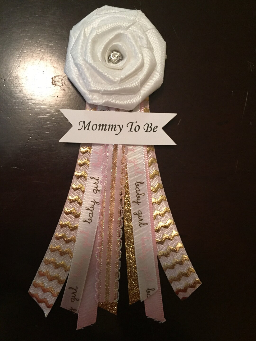 Mommy to Be Corsage - Pink and Gold Baby Shower Corsage - Etsy