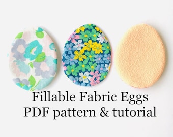 Fillable Fabric Eggs PDF pattern & tutorial by Lisa Jensen at PostalThreads, reusable alternative to plastic Easter eggs, fabric eggs