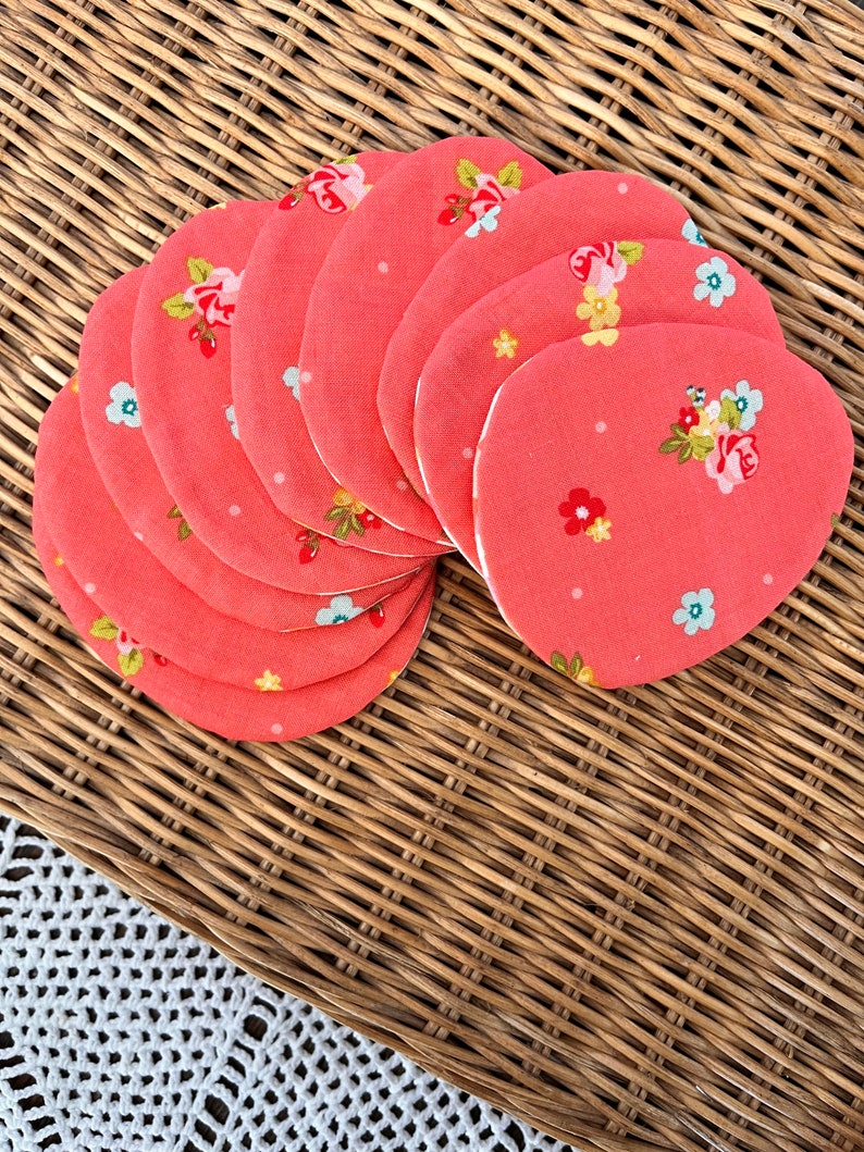 1 SET of 9 coral floral Fillable Fabric Eggs by PostalThreads, fabric Easter eggs, eco Easter, beautiful Easter image 1