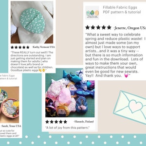 Fillable Fabric Eggs PDF pattern & tutorial by Lisa Jensen at PostalThreads, reusable alternative to plastic Easter eggs, fabric eggs image 2