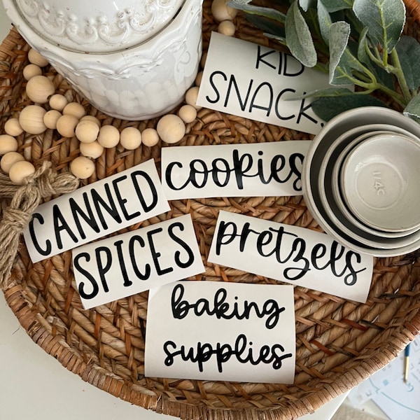 Custom Pantry Labels/Canister Labels/Kitchen Organization/Jar Labels/Custom Kitchen Decals/Pantry Stickers/Custom Decals