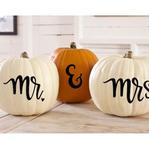 Pumpkin Decals/ Fall Wedding Decor/Pumpkin Stickers/ Fall Bridal Shower Decor/Mr. and Mrs. Decal