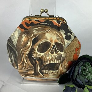 Skulls coin purse, Gothic change wallet, Optional chain, Handmade