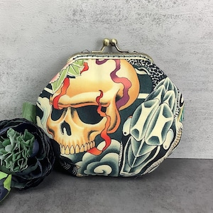 Oriental skulls coin purse, Optional chain, Handmade