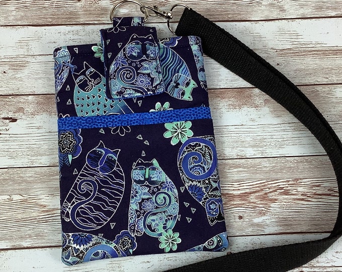 Tumbling cats lanyard bag, Detachable lanyard, Handmade