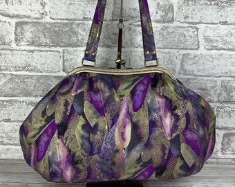 Dragonfly wings large frame handbag, Dragon purse, Purple shoulder bag, Frame bag, Handmade