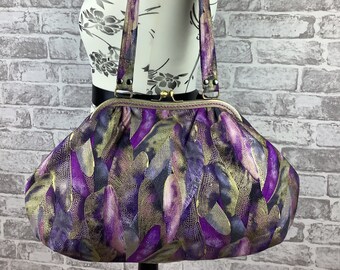 Dragonfly wings large frame handbag, Dragon purse, Purple shoulder bag, Frame bag, Handmade