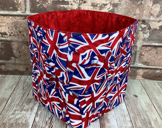 Union Jack flags fabric basket, Home storage, Handmade