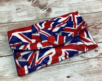 Union Jack credit card case, Union flags fabric small pass case, Travel holder, Handmade