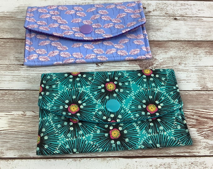 Floral card case, Fabric business card wallet, Flowers travel pass holder, Handmade