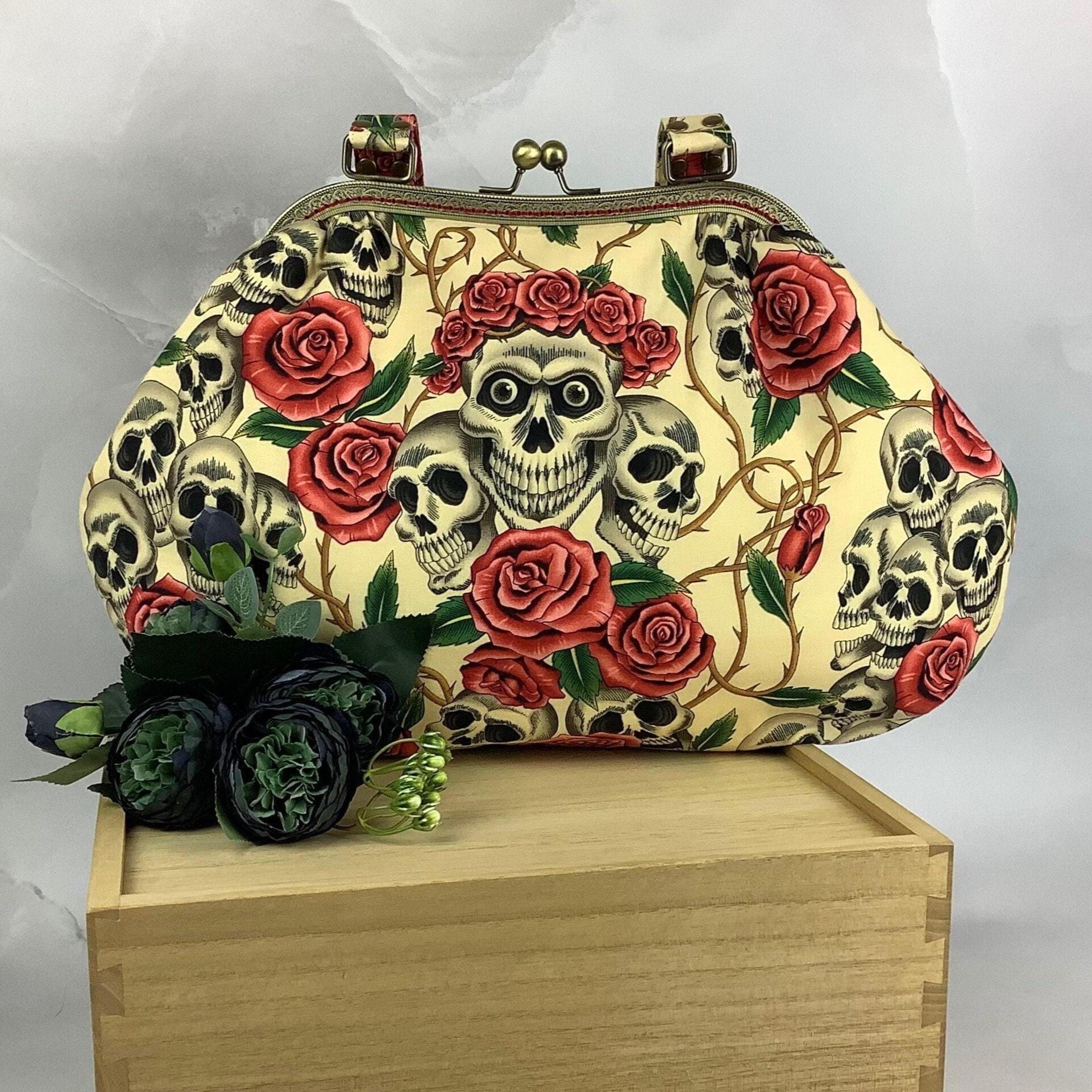 SMALLBLUER Women's Skull Print Tote Bag – Small Top-Handle Shoulder Purse, PU Leather, Adjustable Strap - View #3