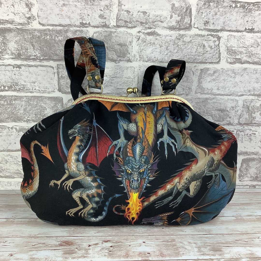Dragons Large Frame Handbag, Dragon Purse, Gothic Shoulder Bag, Frame