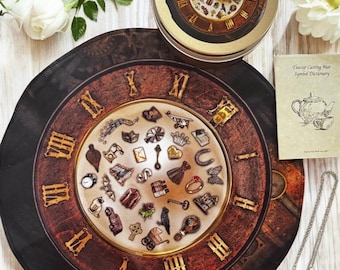 Steampunk Reversible Portable Teacup Reading Mat in Tin with Optional Charm Kits
