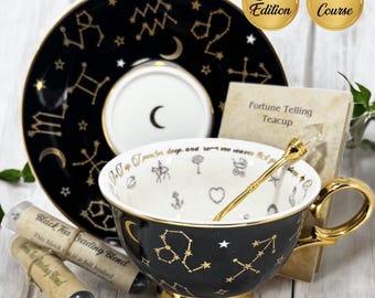 Luxury Black Tea Cup and Saucer for Tea Leaf Reading