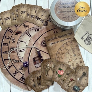 Labyrinth Through Time. 6-in-1 Charm Casting Mat & Divination Kit