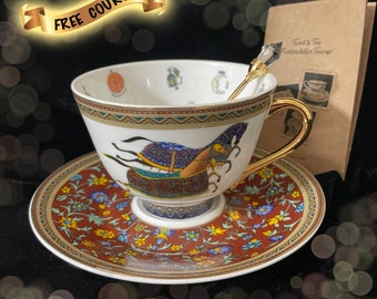 Horse Tea cup and saucer set. Teacup and Saucer Set. FREE online video course learn to read fortune teller tea cups.