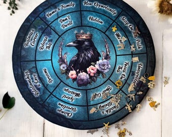 Raven Charm Casting Mat: Luxury Velvet Divination Board