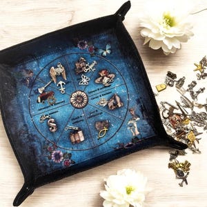 Fairy Charm Casting Mat – Reversible Life Wheel, Luxury Velvet Oracle Tray