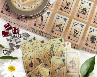 Alice in Wonderland Tea Leaf Reading Kit – Oracle Cards & Charms