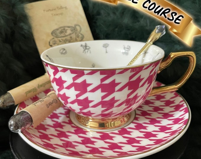 Hot Pink Check Fortune Telling Teacup. High Quality. Divination Tea Cup ...