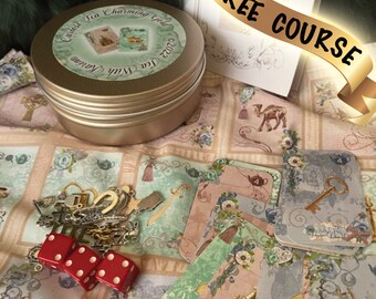 CHARMING Curiosi-tea. Charm Casting Mat. Tealeaf. Fortune Telling Cards. Charm reading. Similar to Lenormand.  Not tarot.Gift