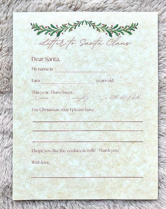 Letter to Santa Kit, Santa Letter to North Pole, Christmas List to
