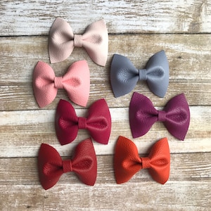 Classic Leather Bow, baby bow, girl bow, leather bow clip, baby headband, hair bow, bow headband