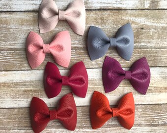 Classic Leather Bow, baby bow, girl bow, leather bow clip, baby headband, hair bow, bow headband