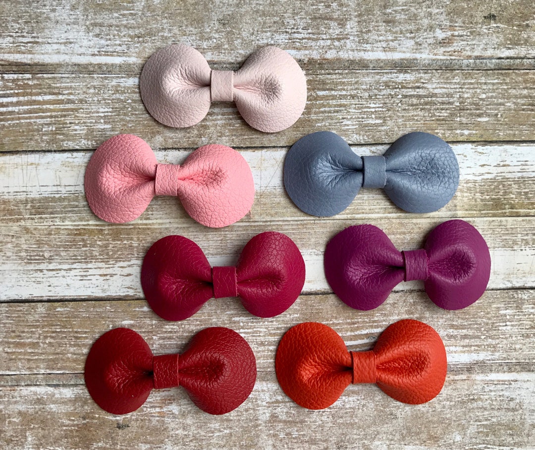 Buttercup Leather Bow Clip, Rounded Leather Bow, Handmade Bow, Baby Bow ...