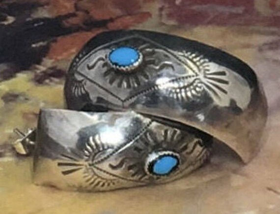 Old Pawn Navajo Sterling Turquoise Earrings - image 2