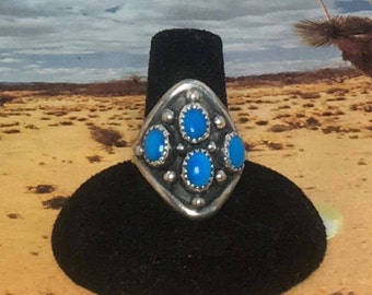 Navajo Sterling Silver Turquoise Ring Size 8