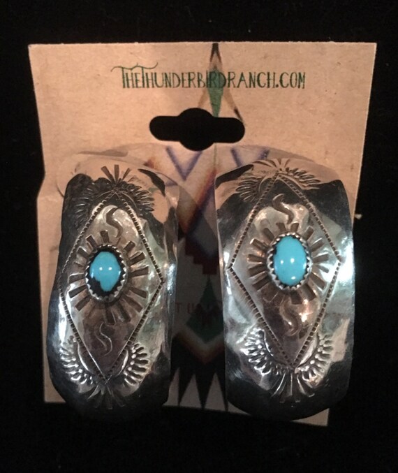 Old Pawn Navajo Sterling Turquoise Earrings - image 4