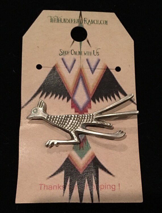 Vintage Sterling Navajo Roadrunner Hat Pin