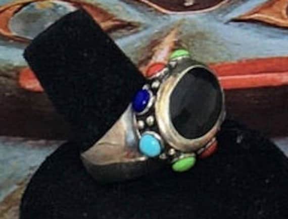 Beautiful Sterling Silver Multi-stone Ring 7.5