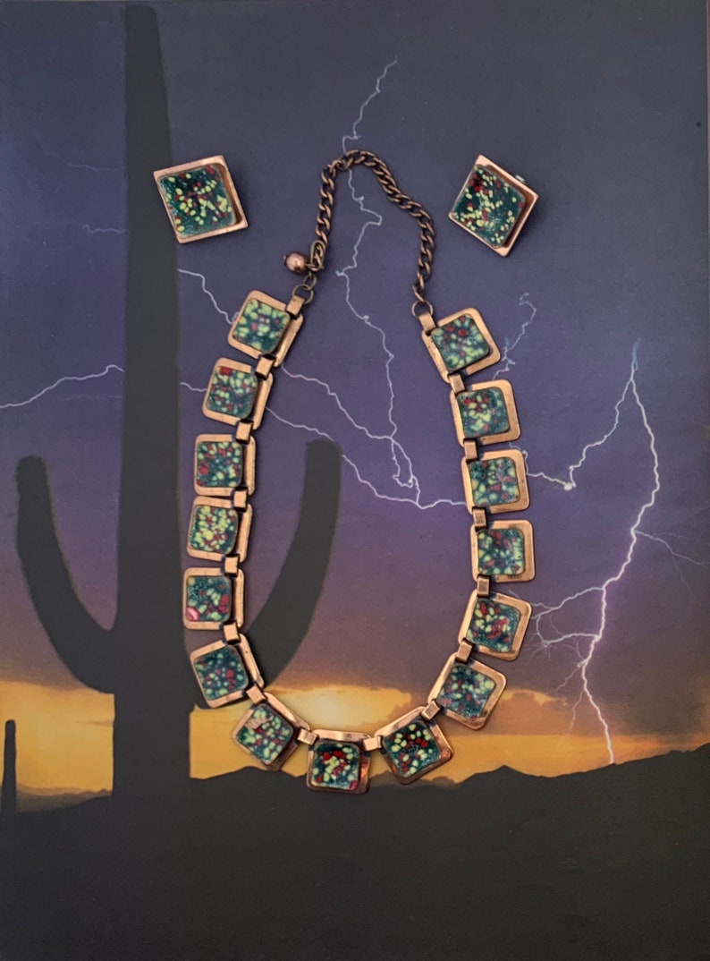 Vintage Matisse Copper and Enamel Necklace