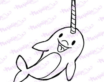 narwhal coloring  etsy