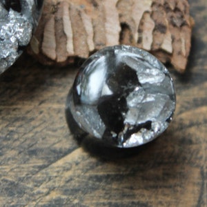 Handmade Obsidian Stone Plugs: Goth Silver Tunnels