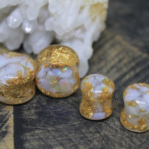   Opalite Plugs 00 Gauge 0g 2g Hochzeitsstecker 30mm 28mm Hochzeits-Messgerätestecker Opalite Stone Plugs 0 Plugs