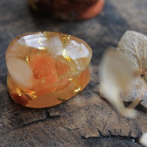 Teardrop citrine plugs Drop shaped plug double flare gold gauges resin Wedding plug 0g 00g 1/2 inch 25mm plug citrine Stone plug and tunnel